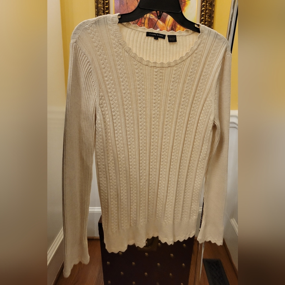 Jeanne Pierre Cable Knit Cream Sweater